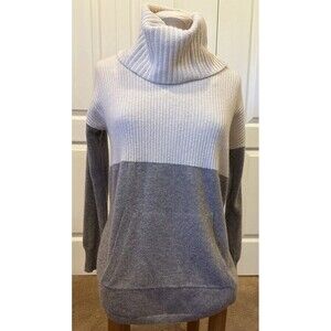 Max Studio Womens 100% Cashmere Cowlneck Sweater Cream Gray Size XS 2 Ply